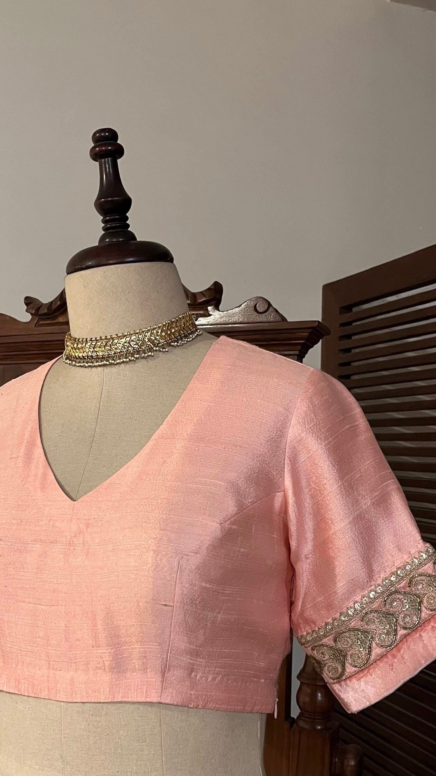 PASTLE PINK RAW SILK BLOUSE