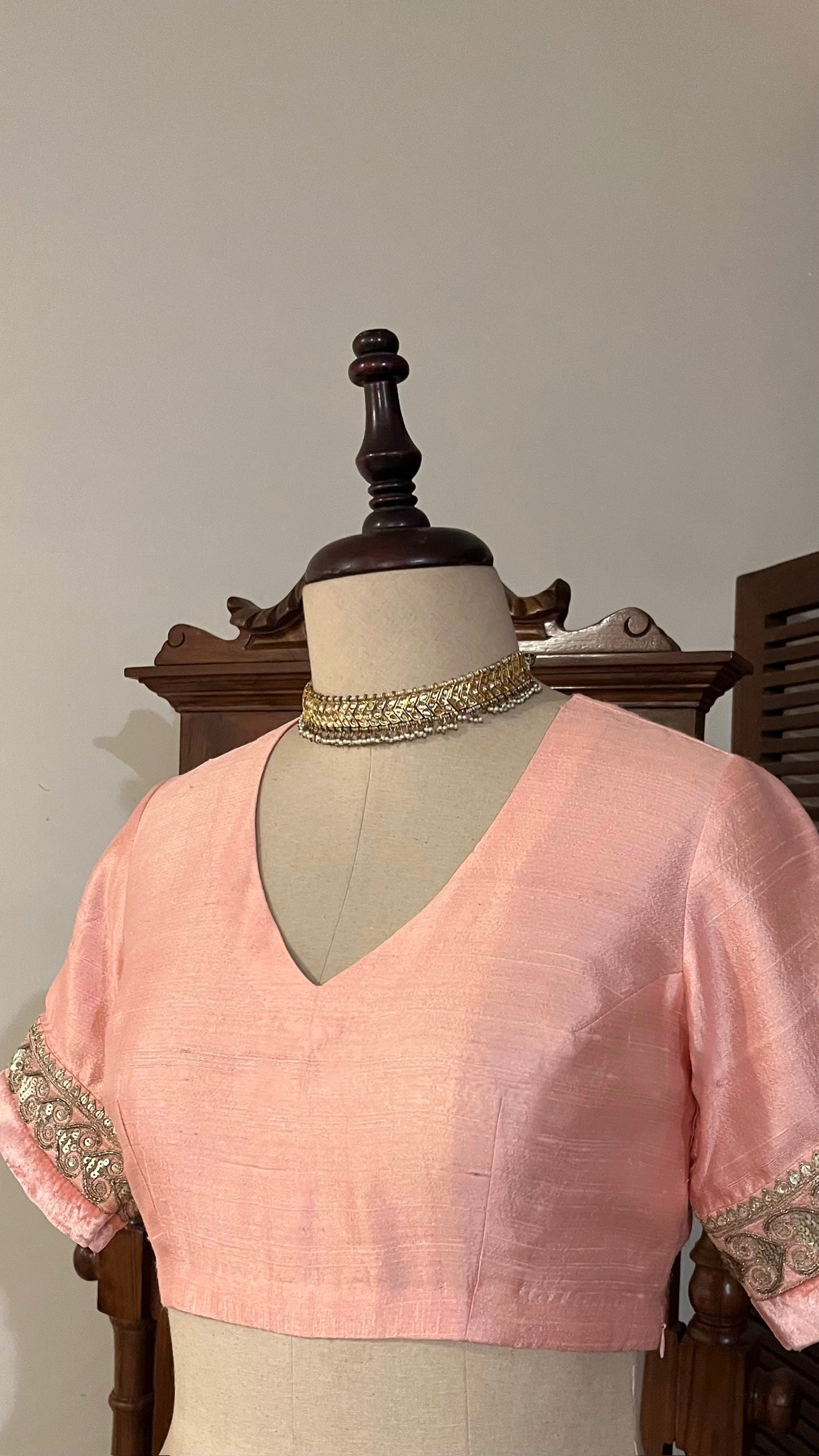 PASTLE PINK RAW SILK BLOUSE