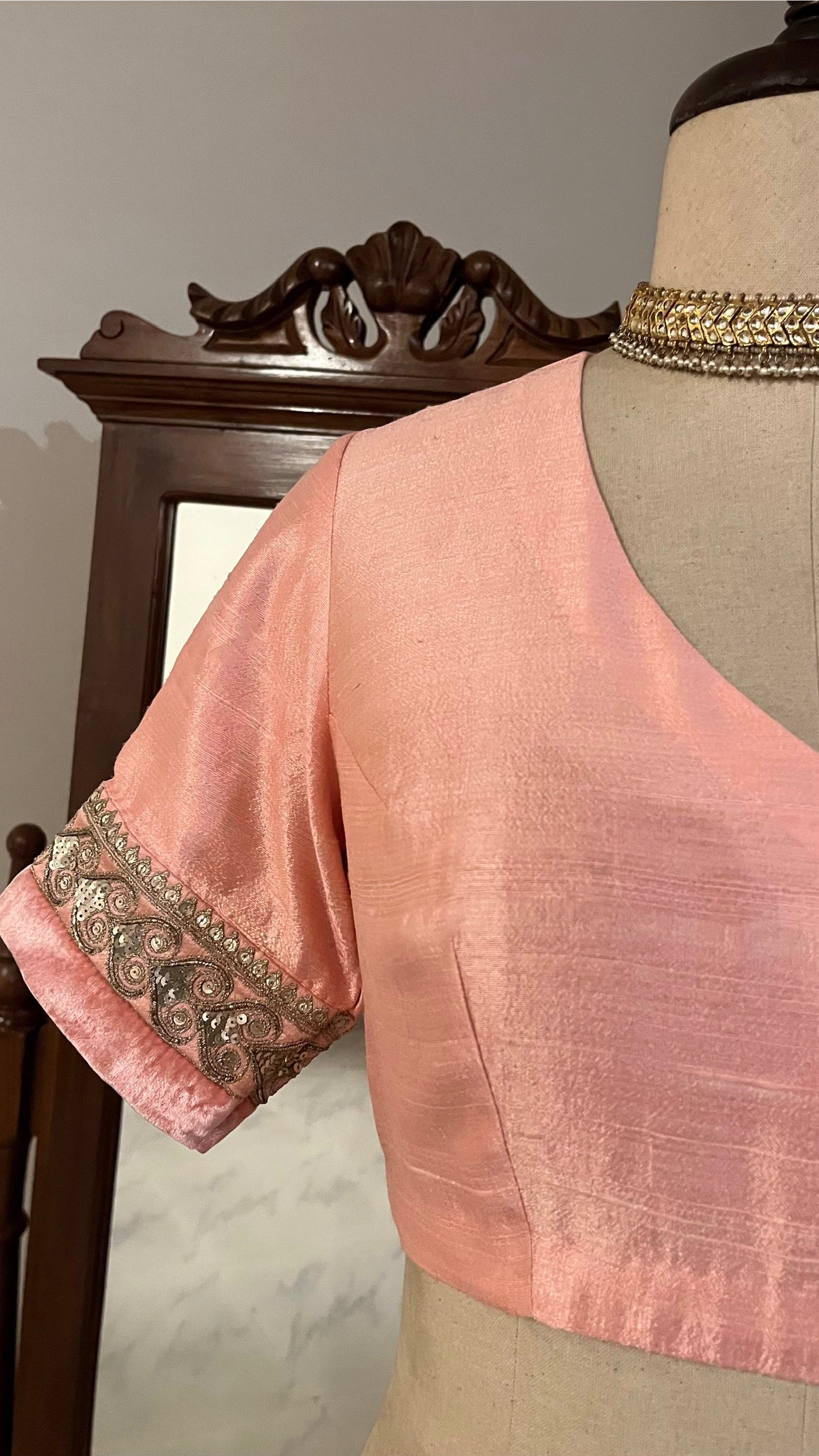 PASTLE PINK RAW SILK BLOUSE