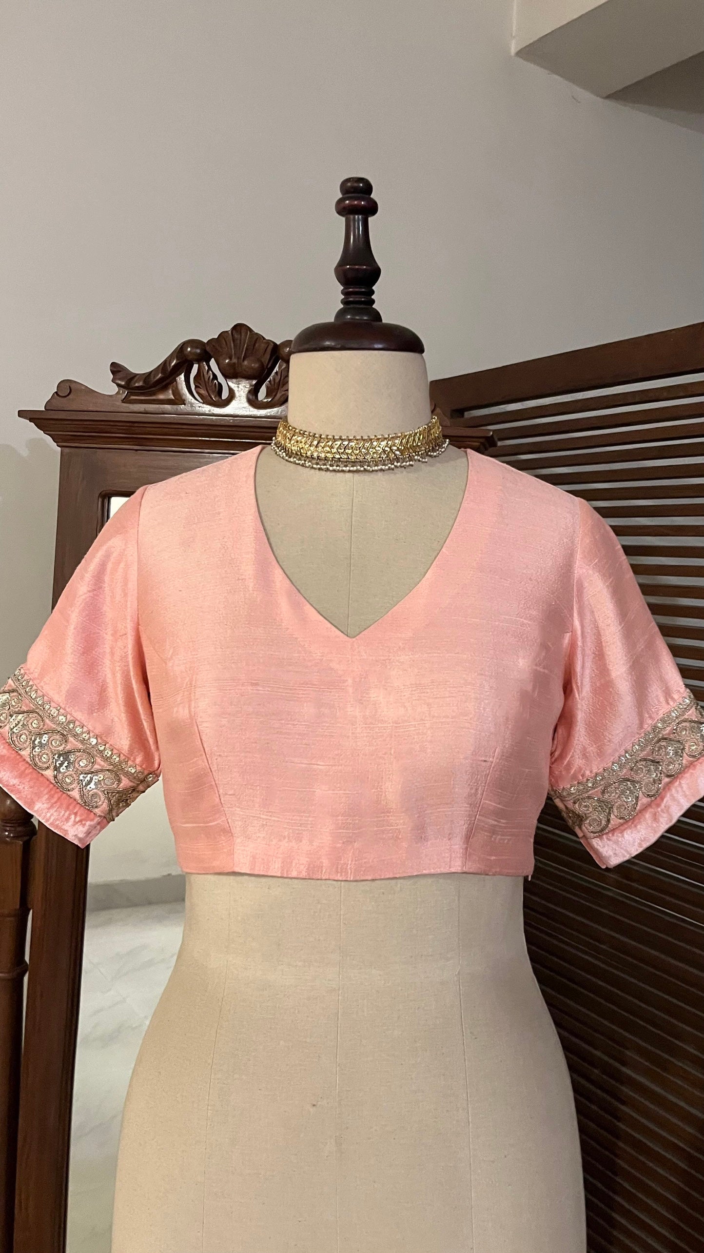 PASTLE PINK RAW SILK BLOUSE