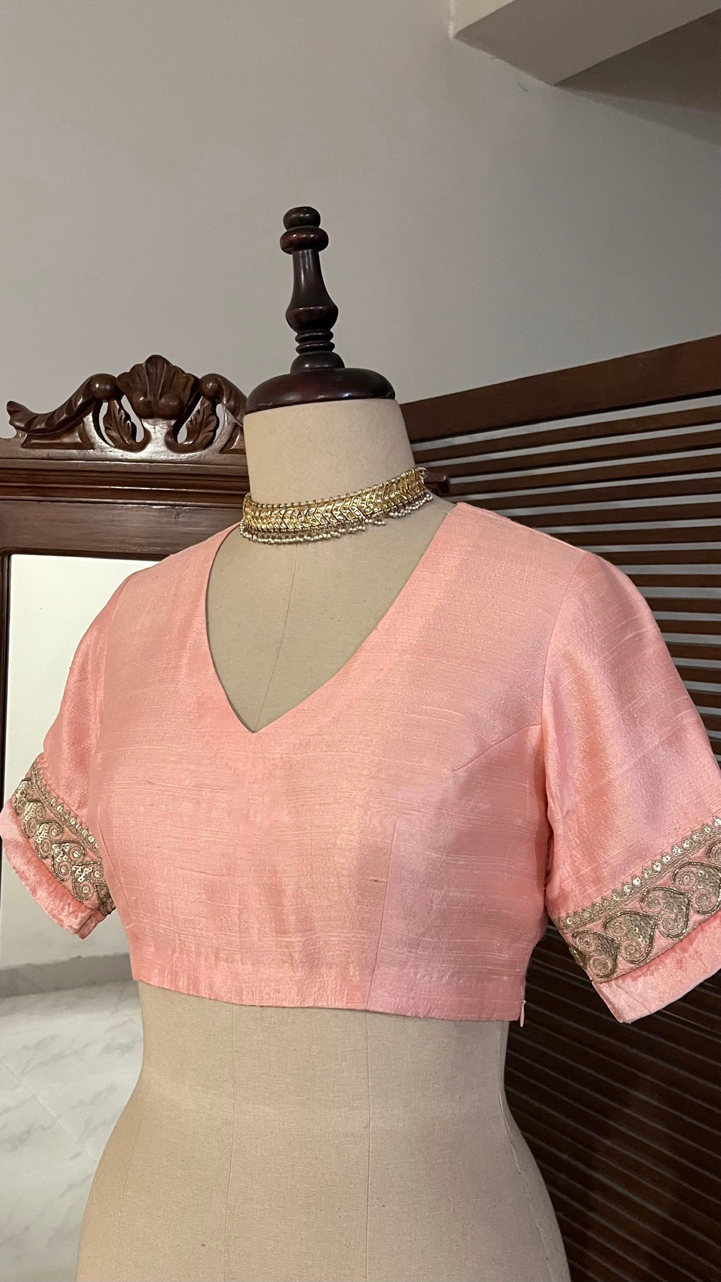 PASTLE PINK RAW SILK BLOUSE