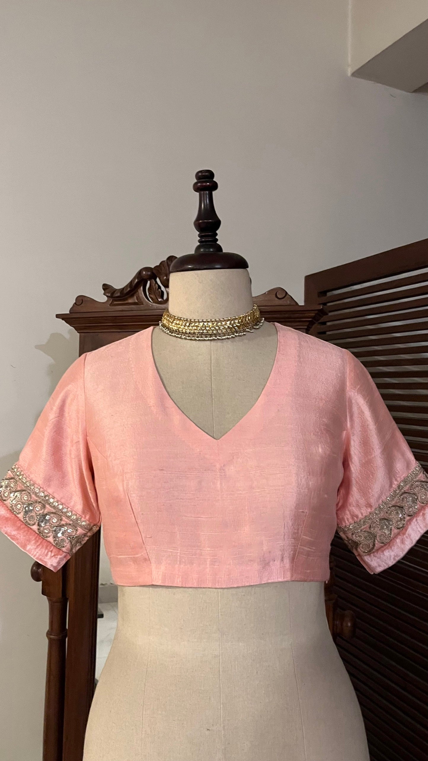 PASTLE PINK RAW SILK BLOUSE