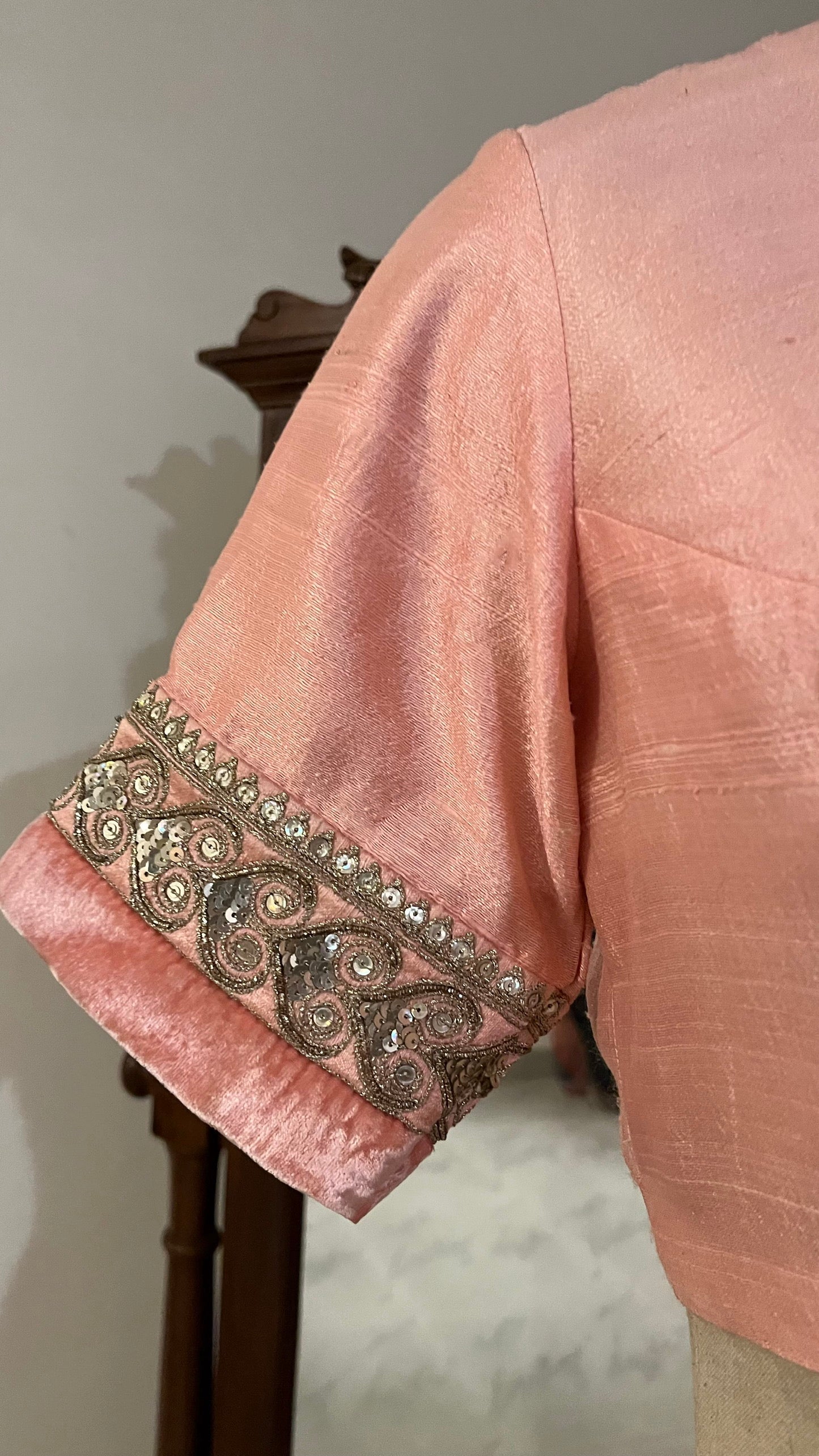 PASTLE PINK RAW SILK BLOUSE