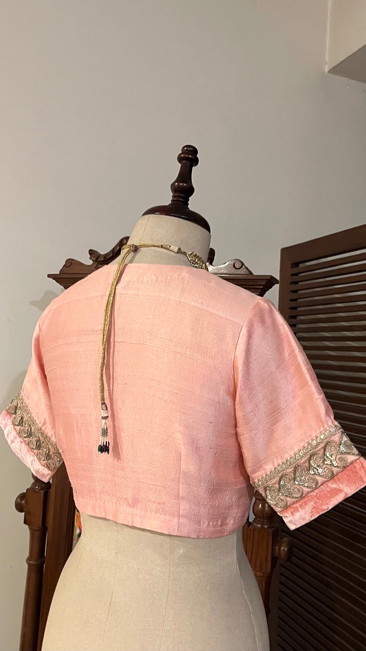 PASTLE PINK RAW SILK BLOUSE