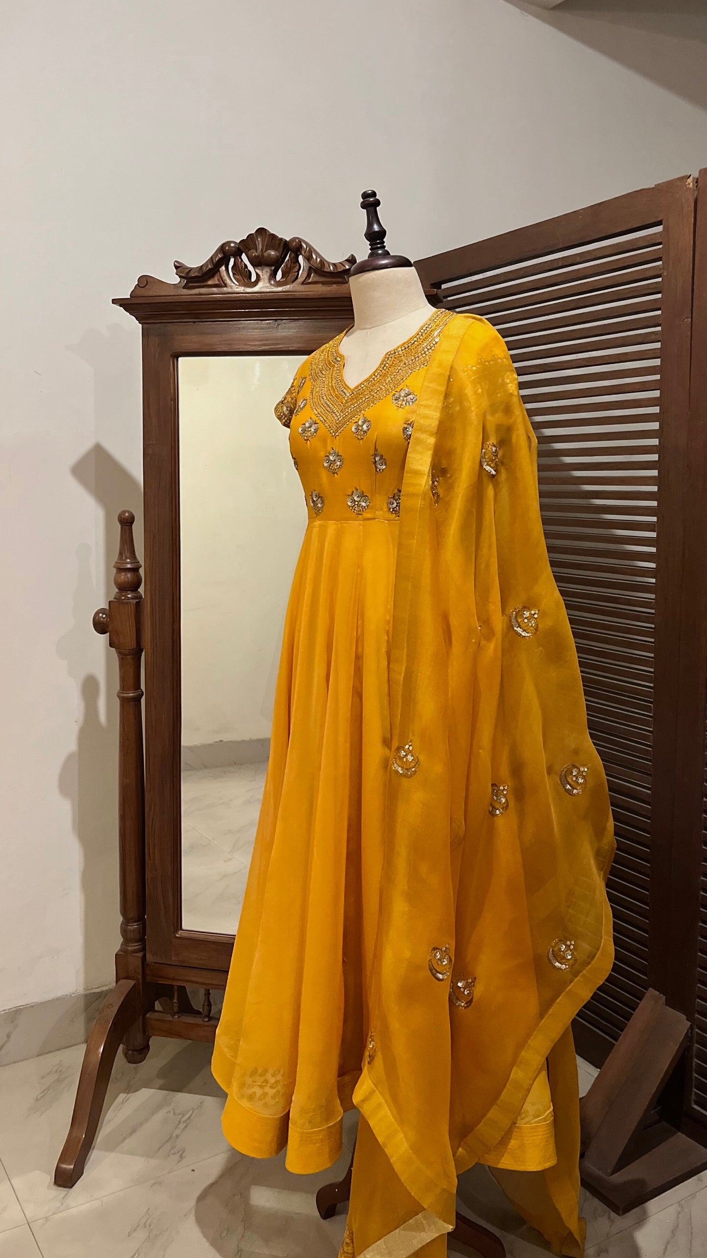 MUSTARD ANARKALI SET