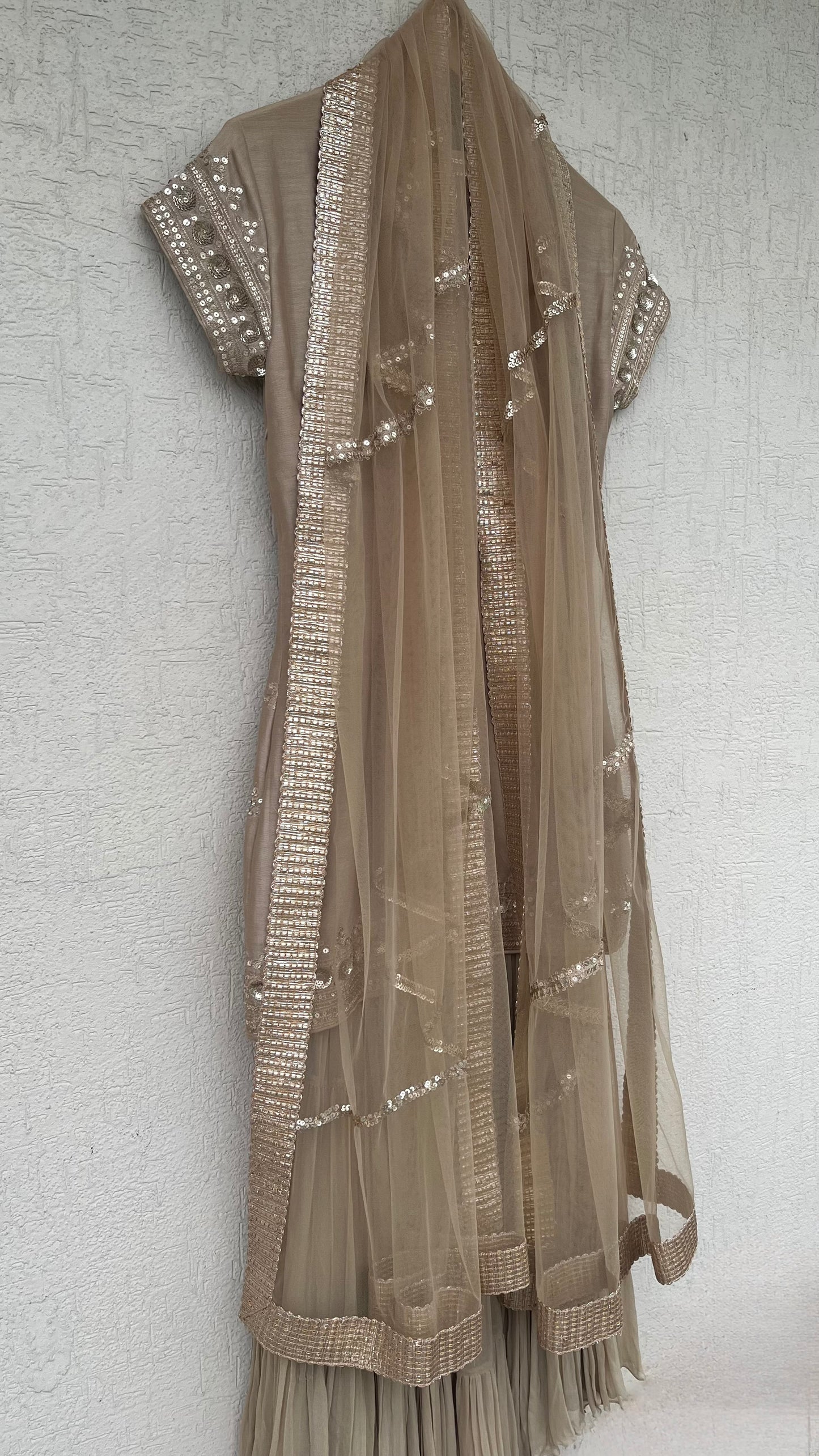 GREY KURTA GHARARA AND DUPATTA SET