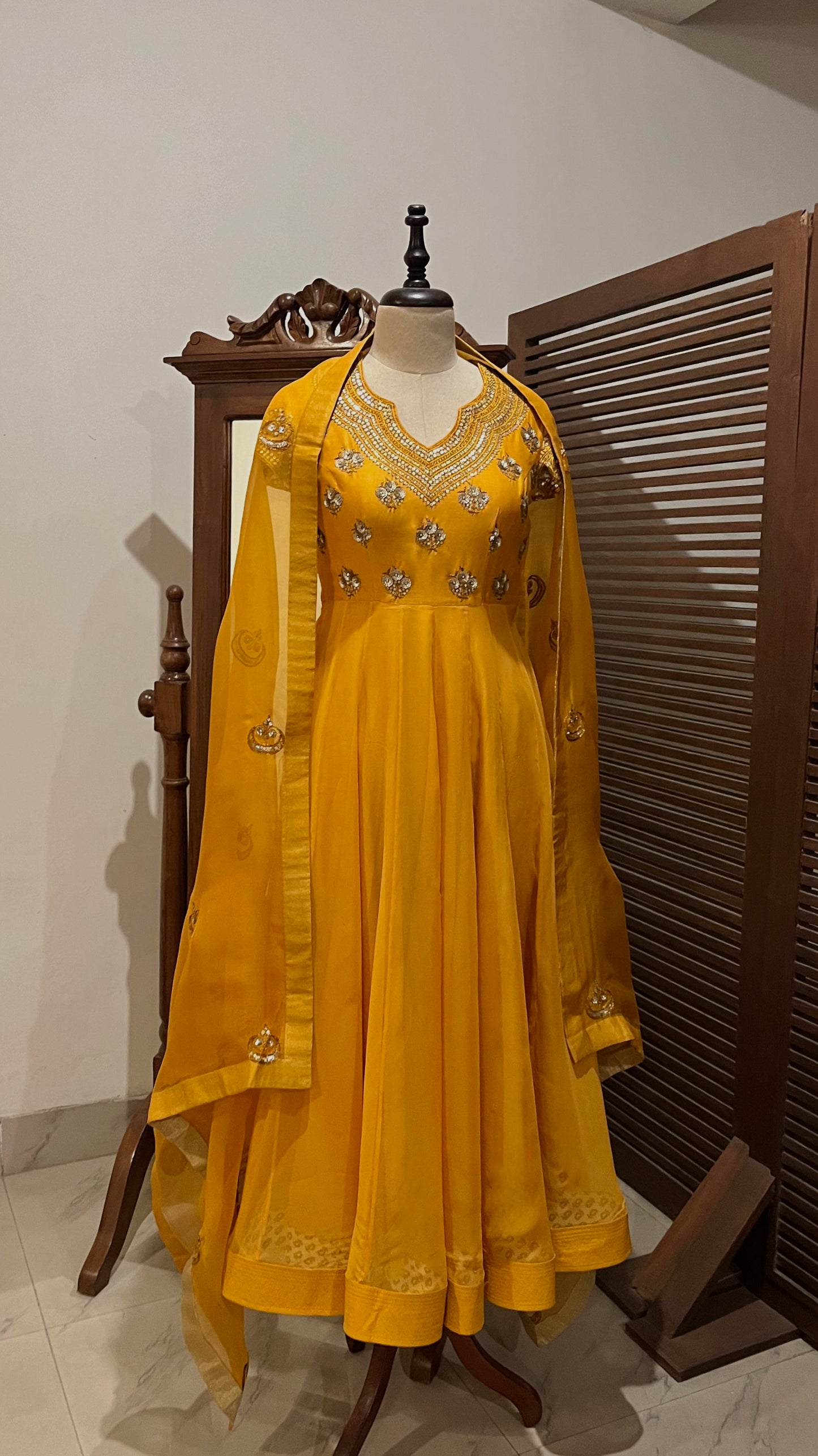 MUSTARD ANARKALI SET