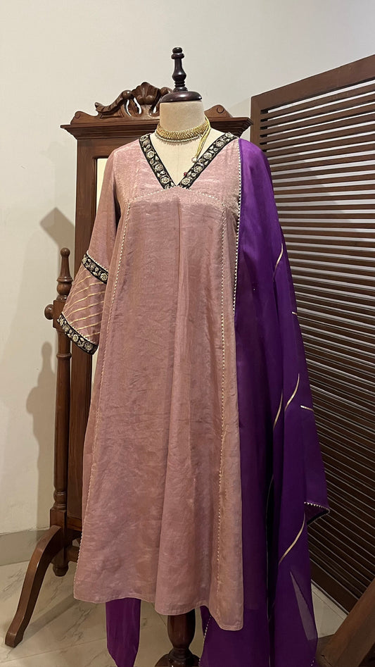 TISSUE A-LINE KURTA SET