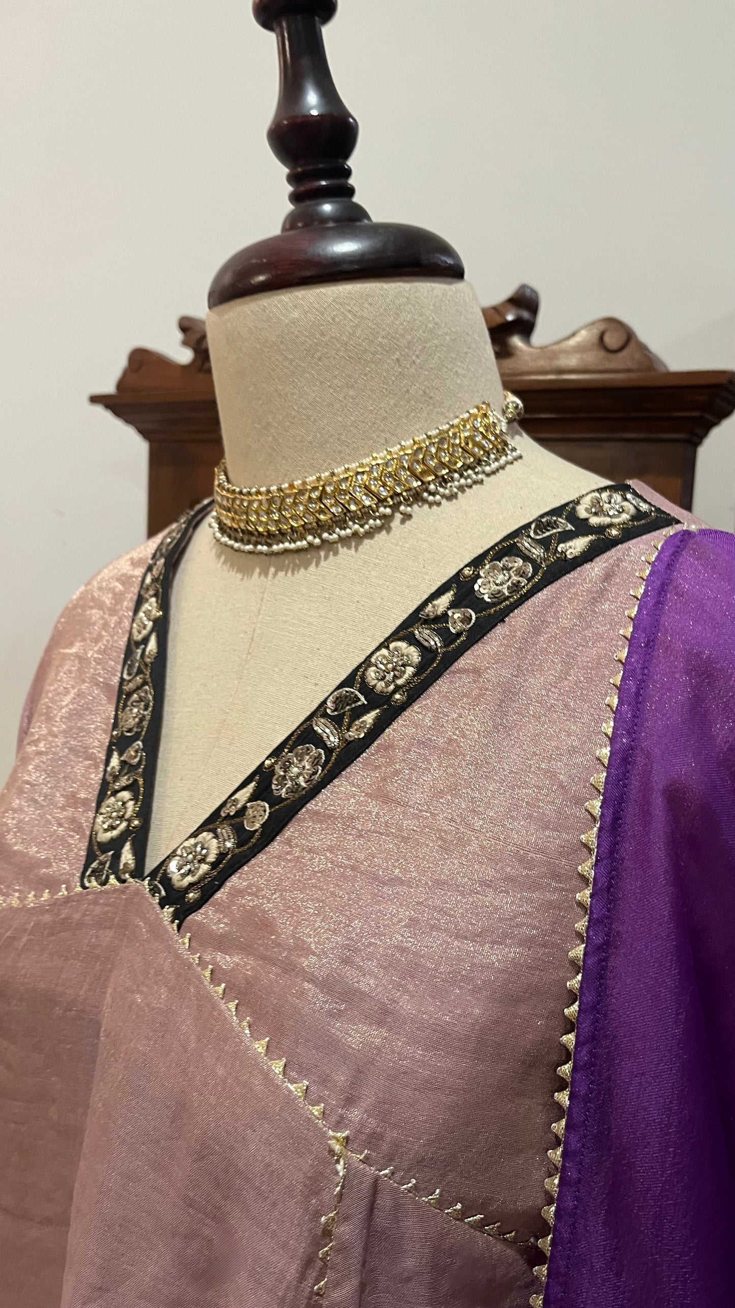 TISSUE A-LINE KURTA SET