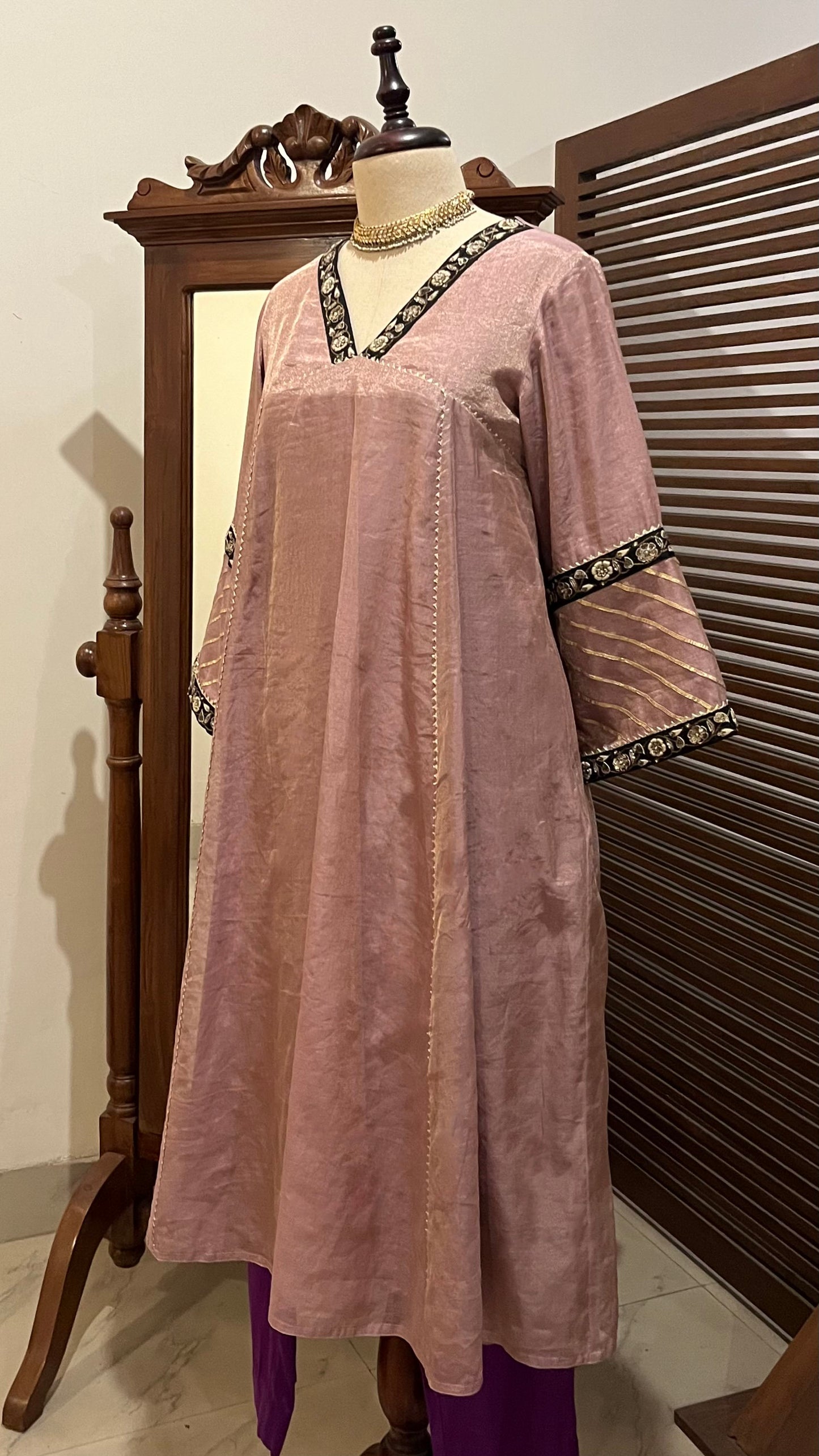 TISSUE A-LINE KURTA SET