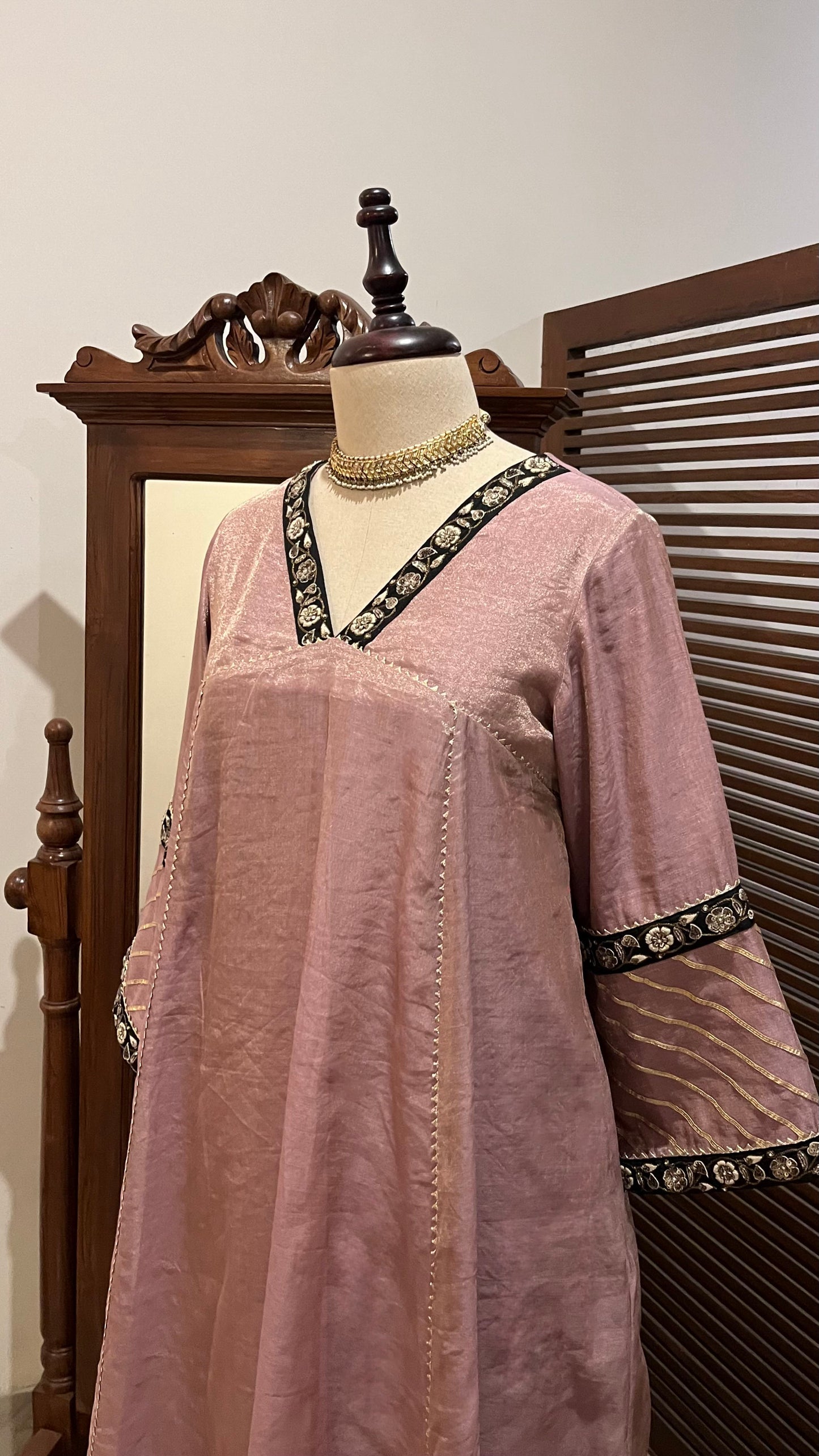 TISSUE A-LINE KURTA SET