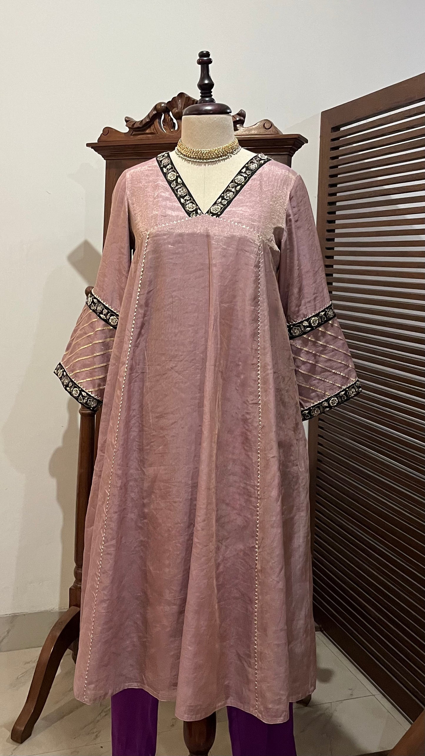 TISSUE A-LINE KURTA SET