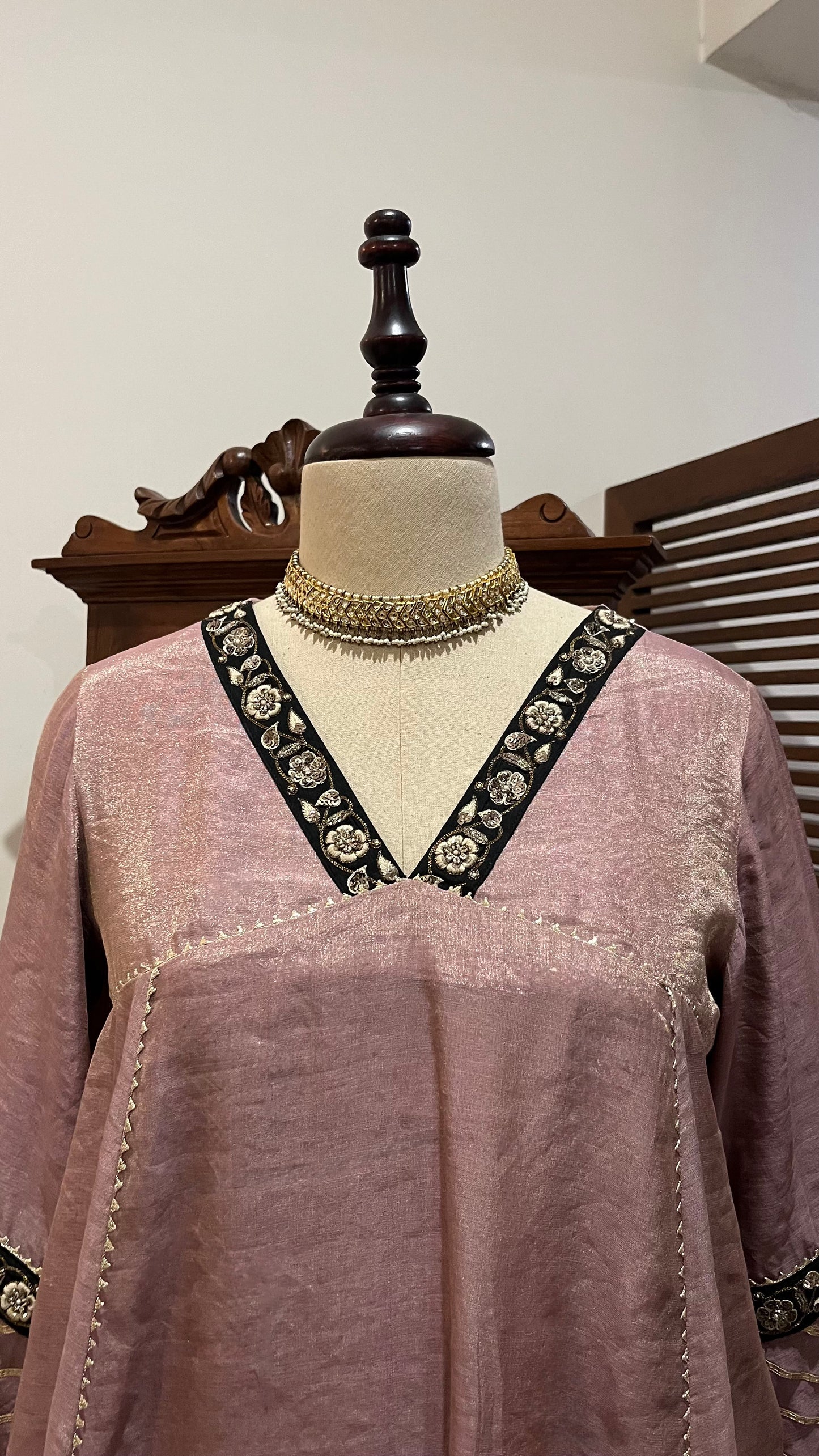 TISSUE A-LINE KURTA SET