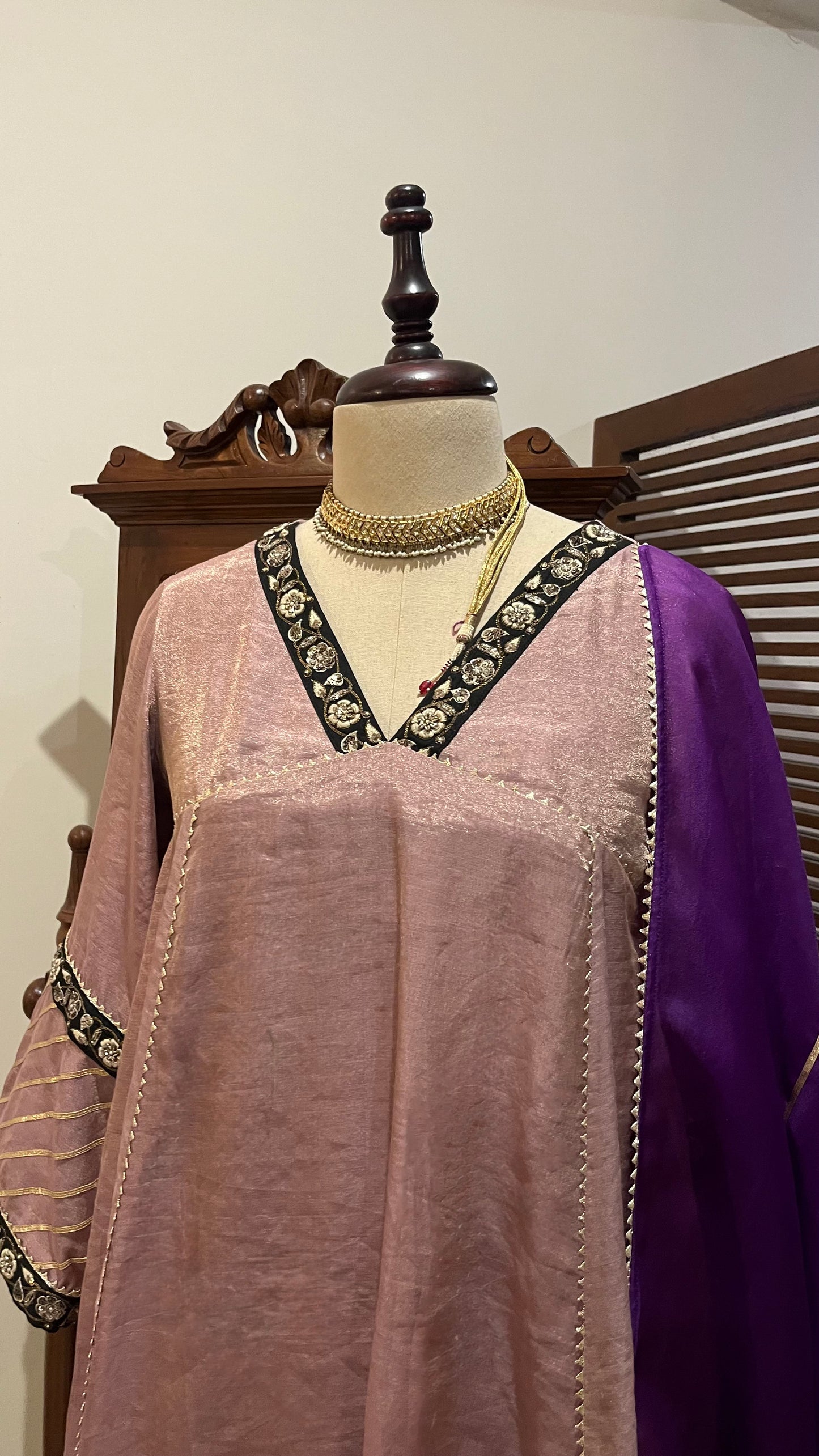 TISSUE A-LINE KURTA SET