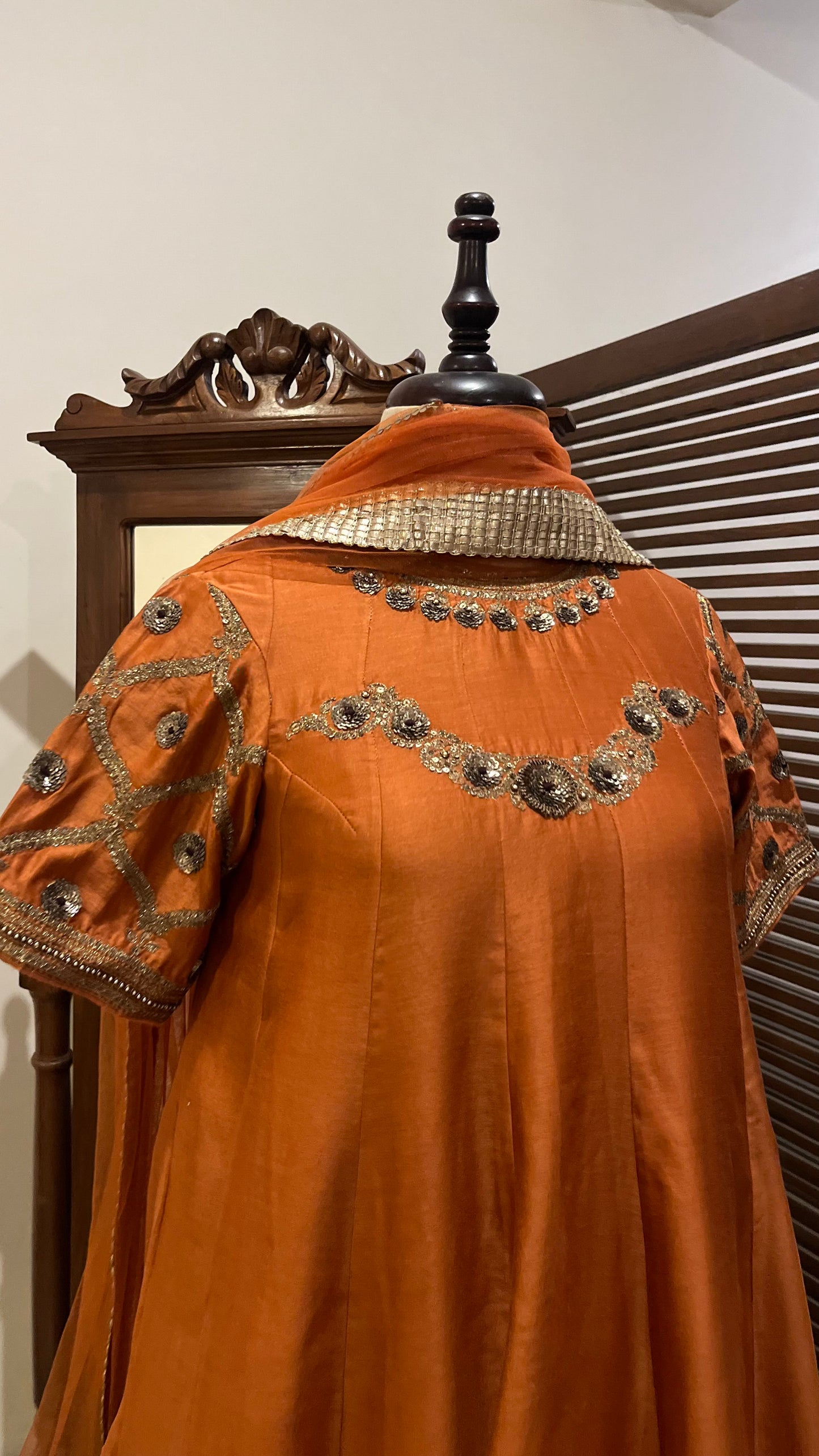 RUST SHORT KURTA PALLAZO AND DUPATTA SET