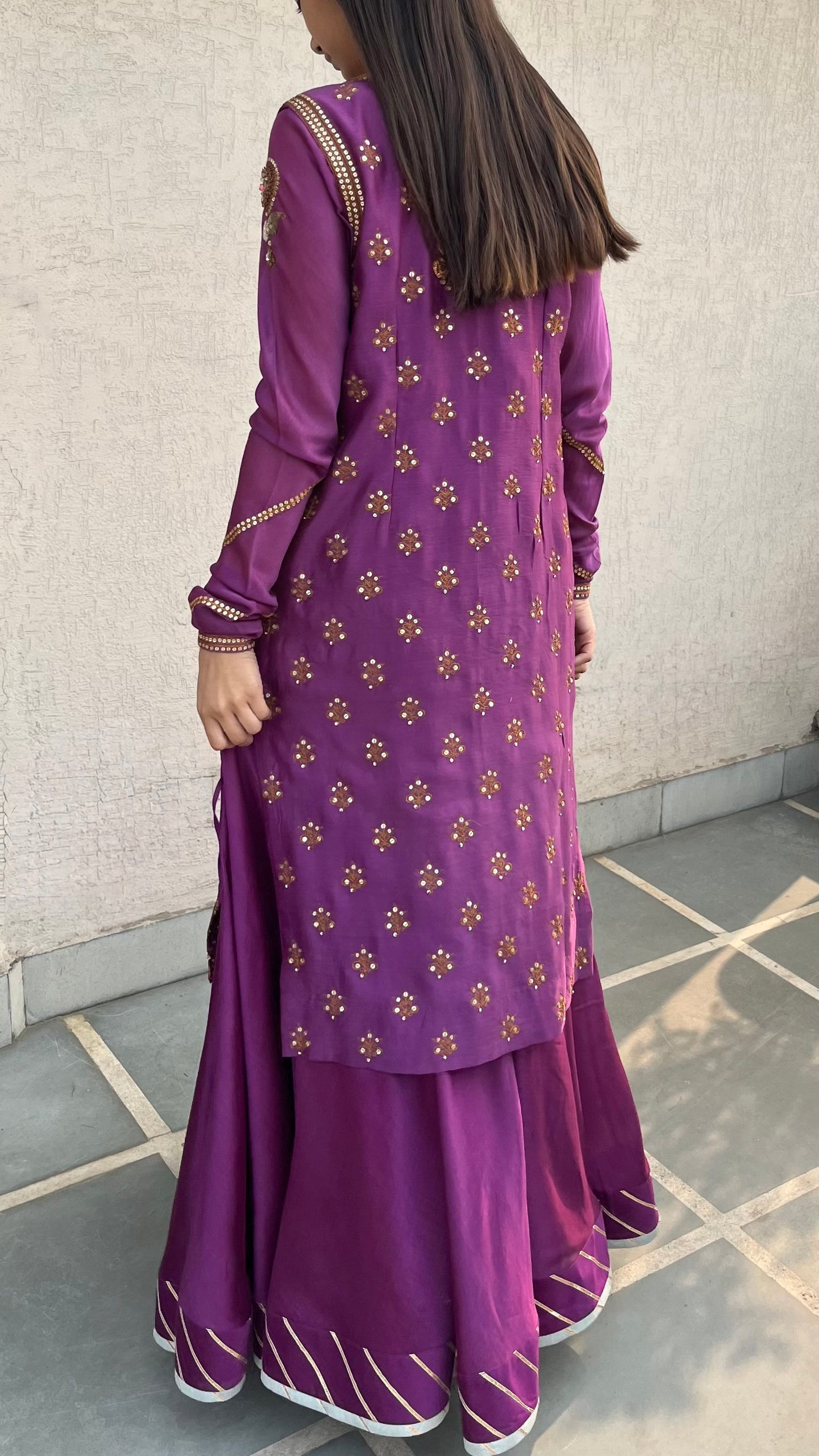 PURPLE BLOUSE JACKET & SKIRT SET