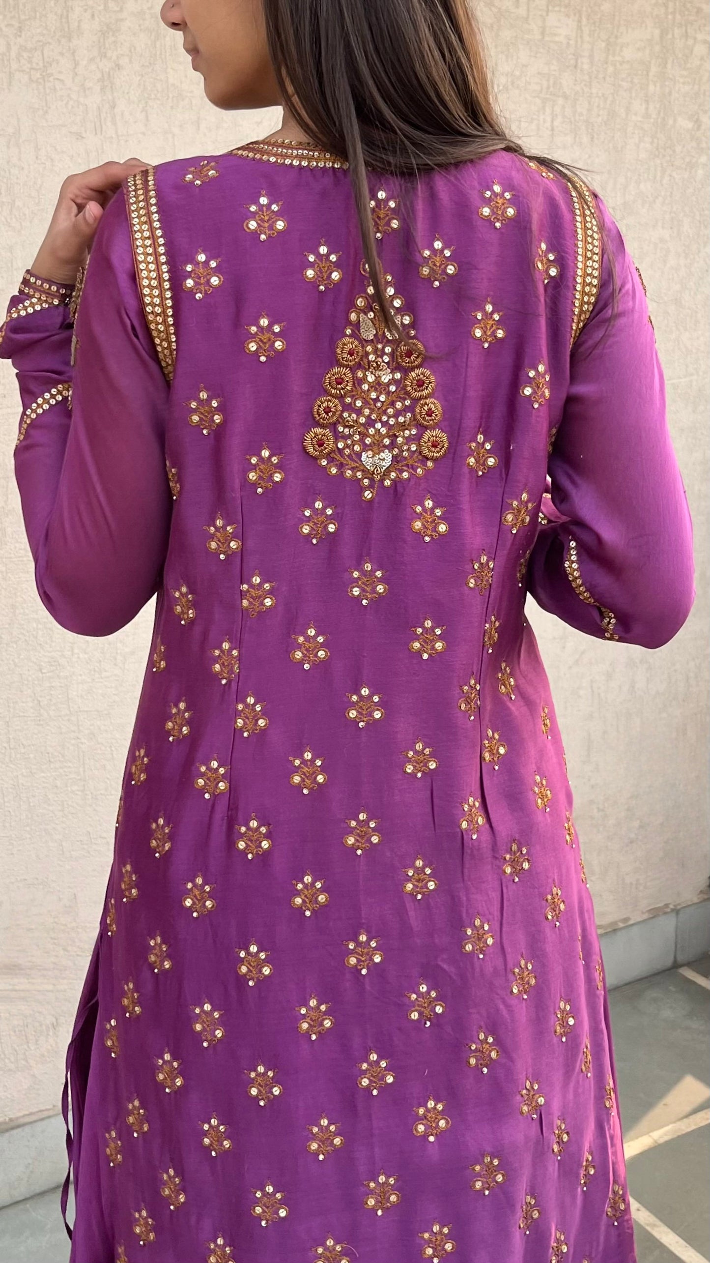 PURPLE BLOUSE JACKET & SKIRT SET