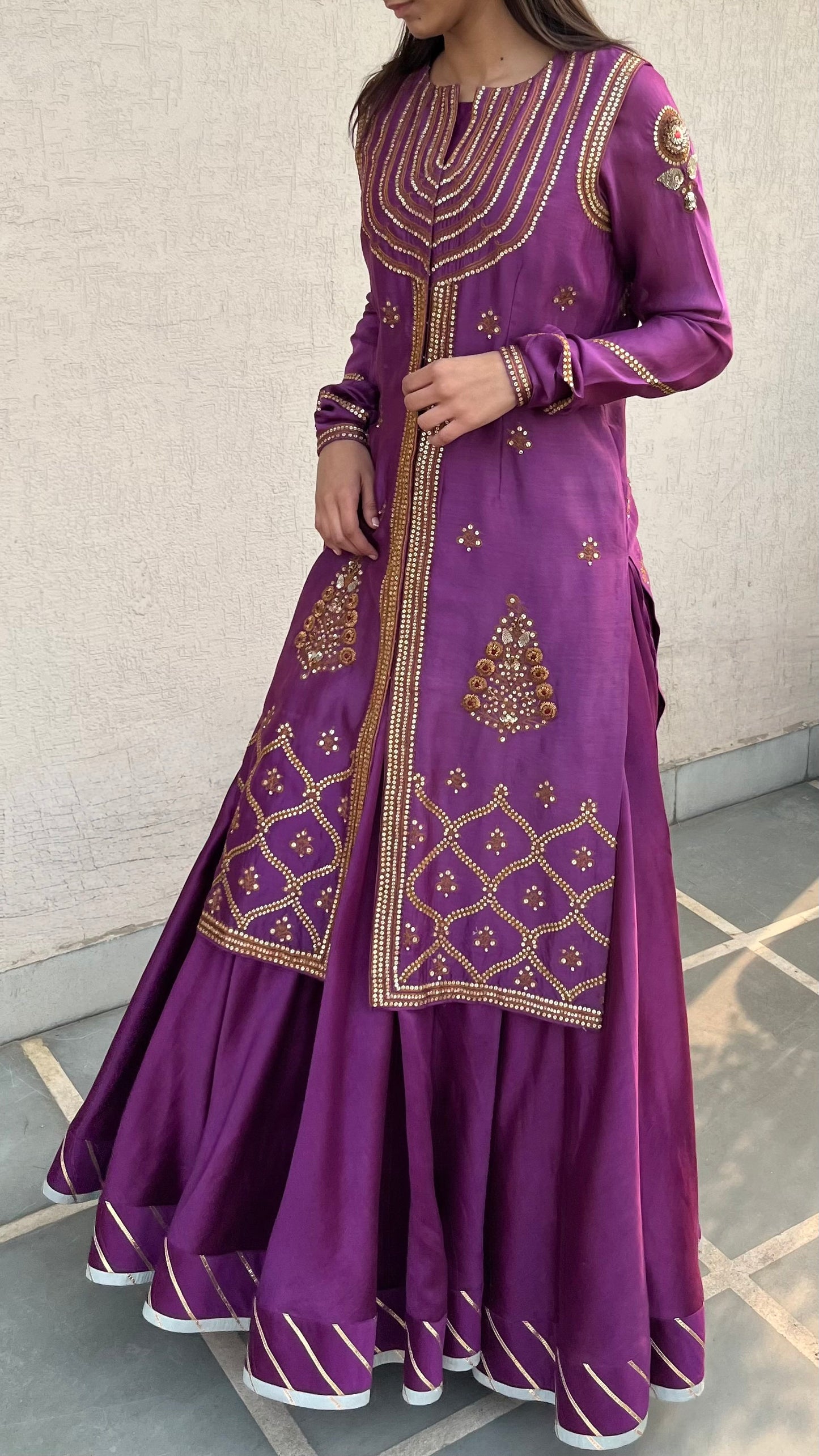 PURPLE BLOUSE JACKET & SKIRT SET