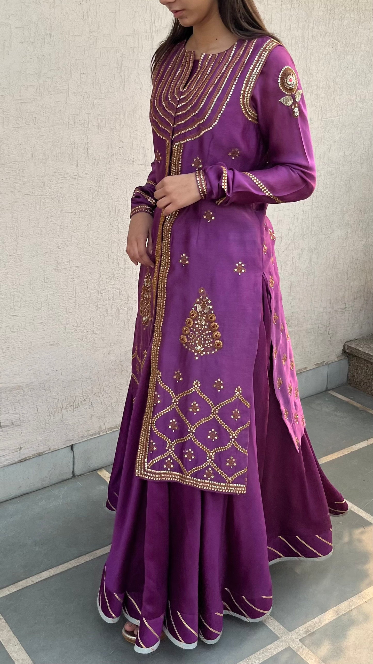 PURPLE BLOUSE JACKET & SKIRT SET