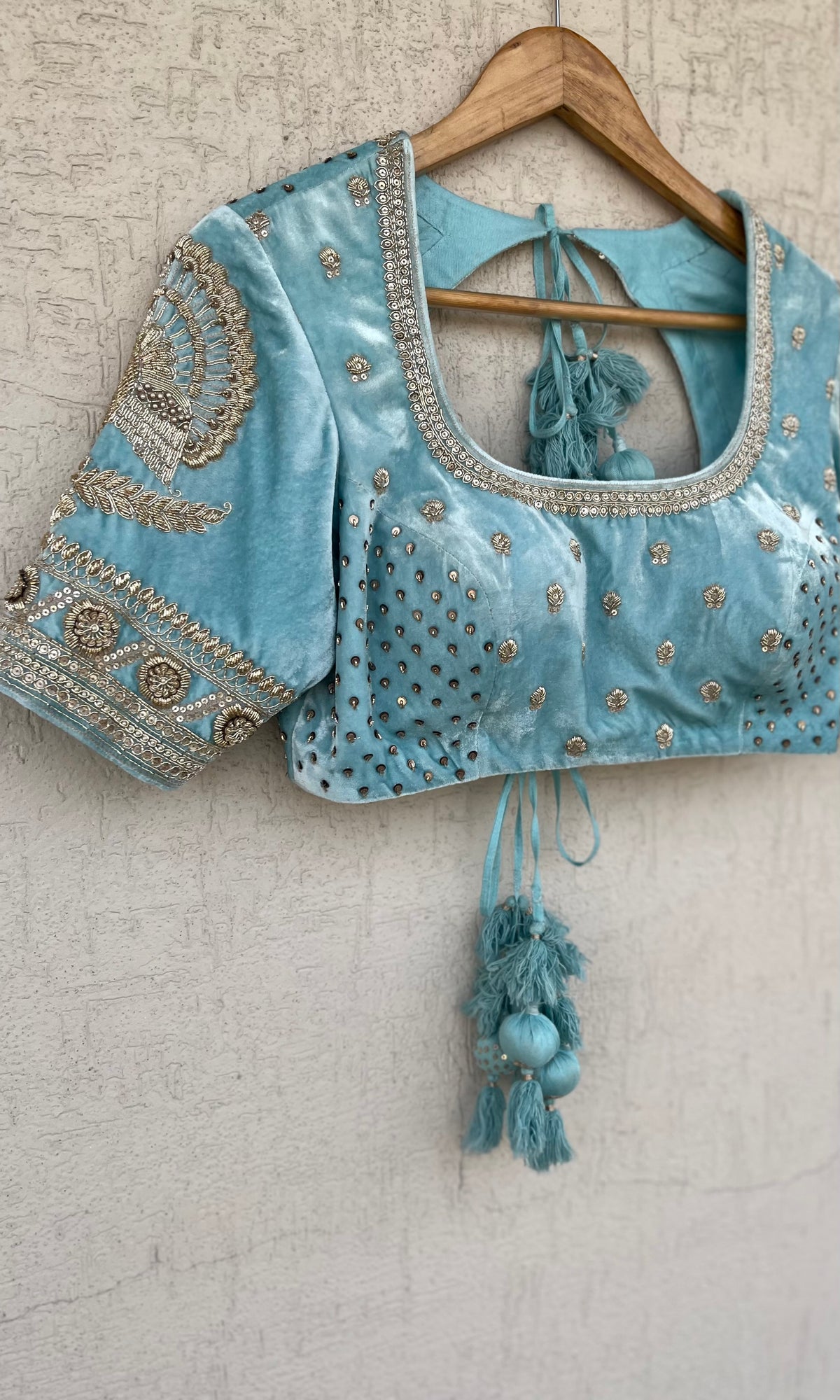 BLUE VELVET BLOUSE