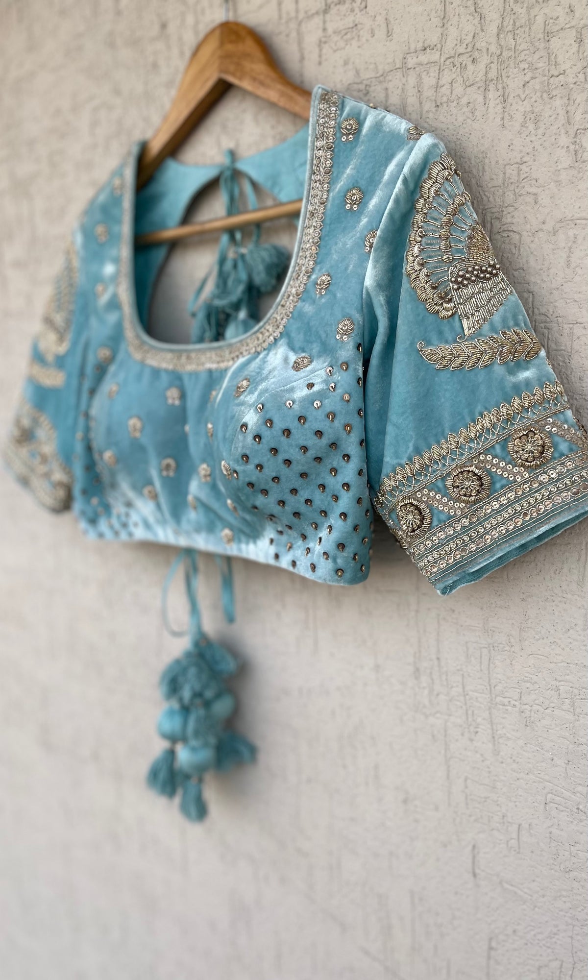 BLUE VELVET BLOUSE