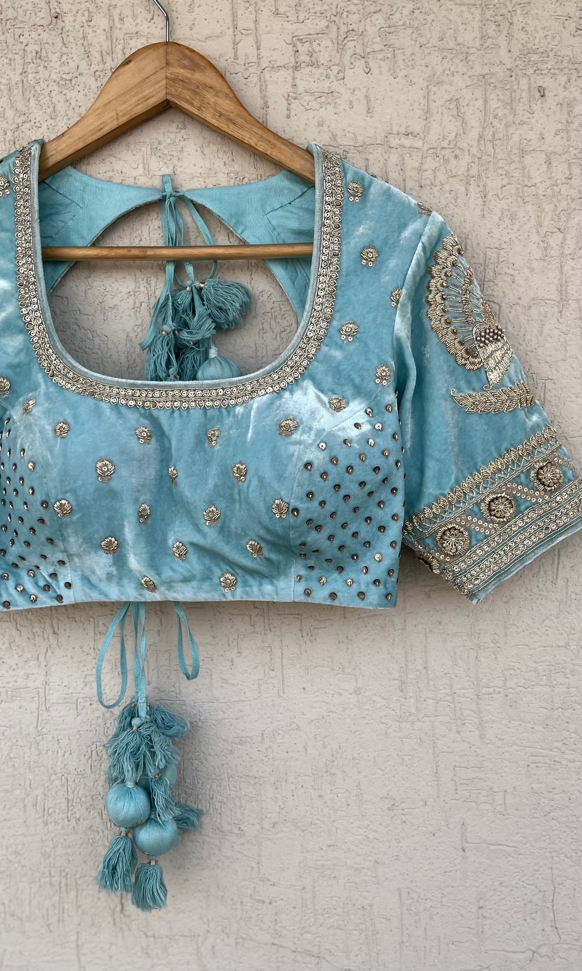 BLUE VELVET BLOUSE