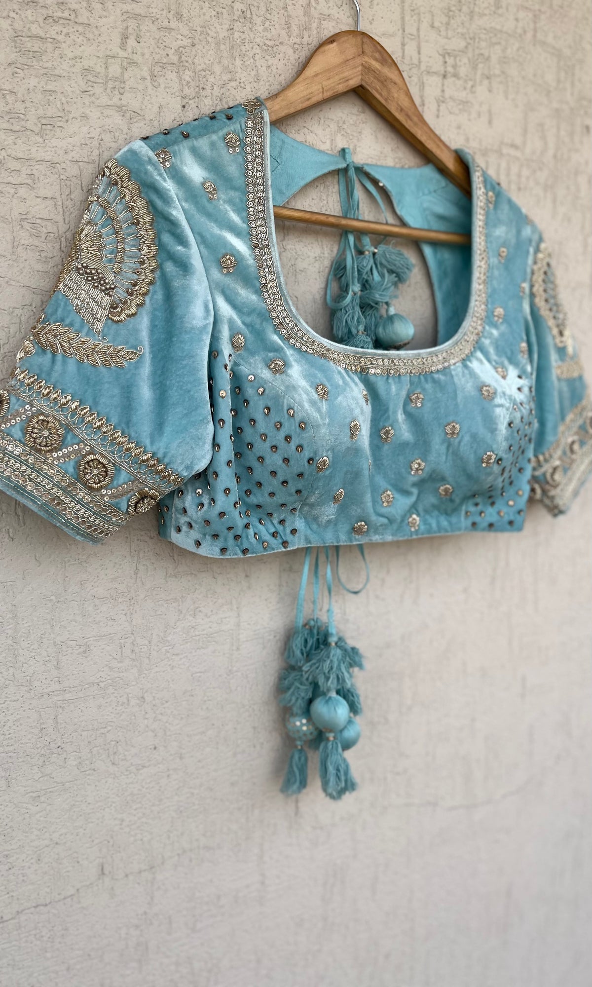 BLUE VELVET BLOUSE