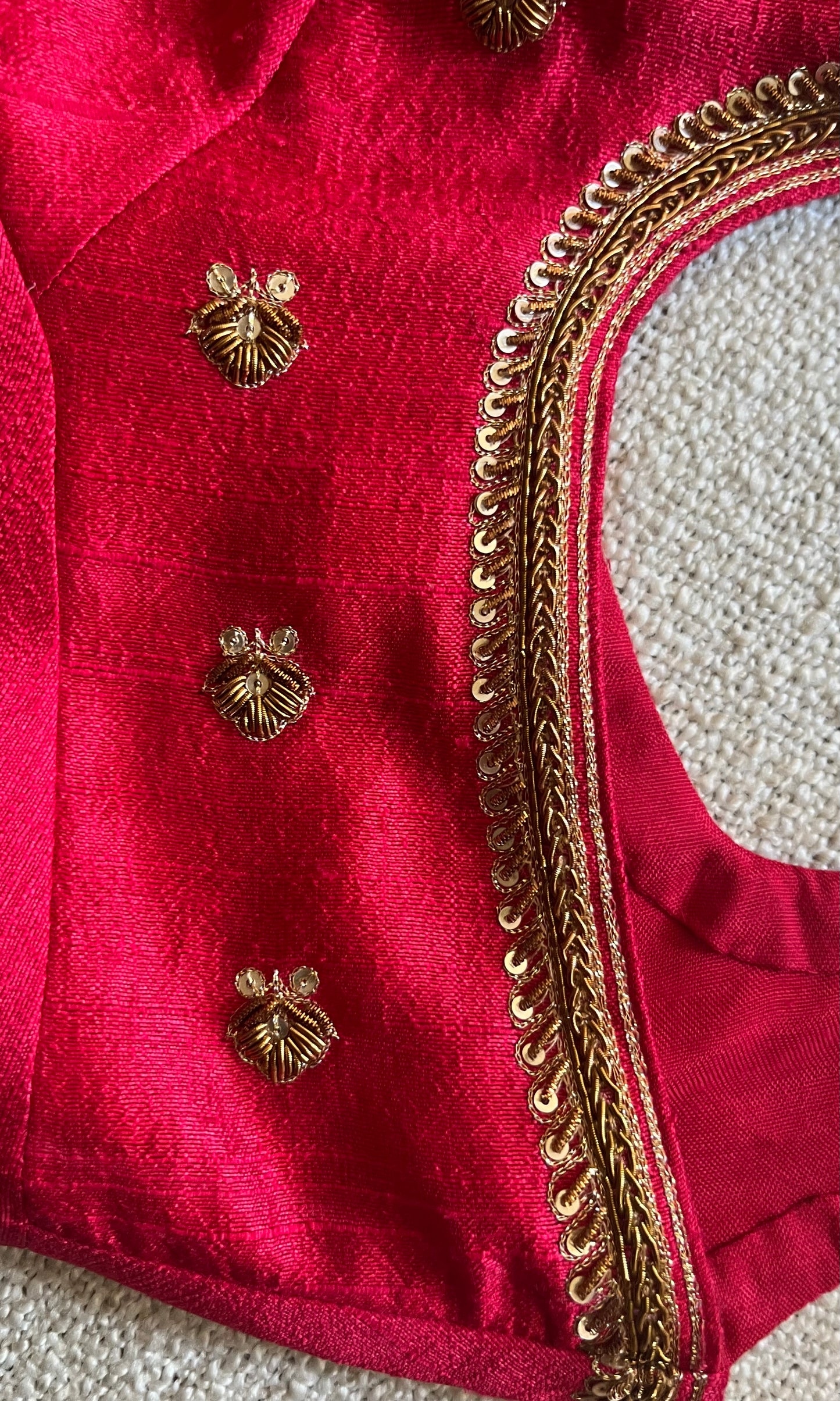 RED RAW SILK BLOUSE