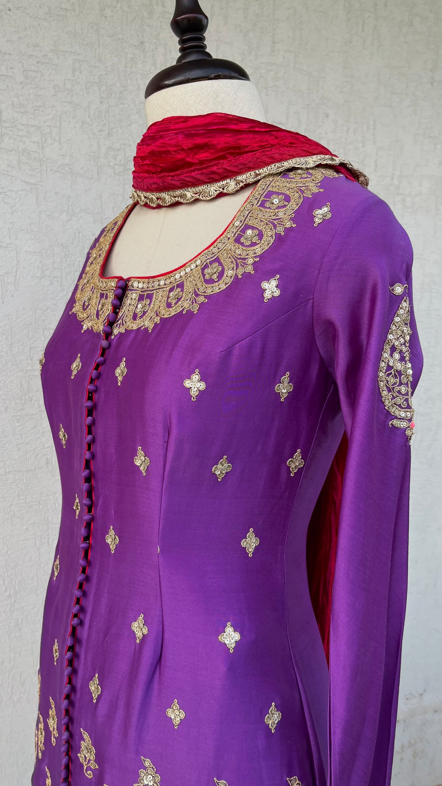 PURPLE JACKET AND GHARARA SET