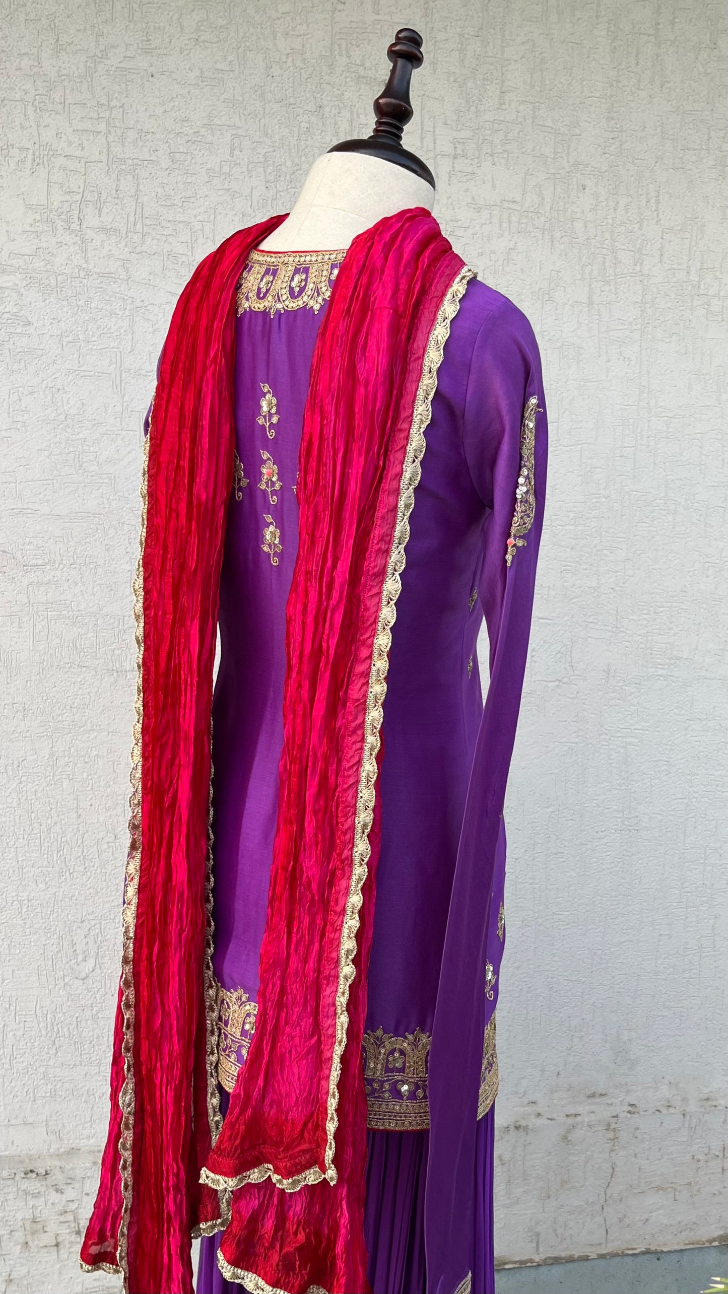 PURPLE JACKET AND GHARARA SET