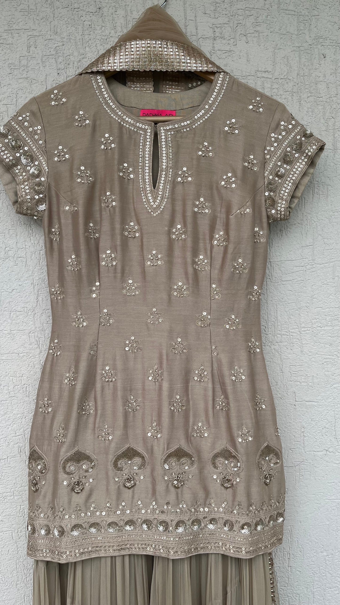 GREY KURTA GHARARA AND DUPATTA SET