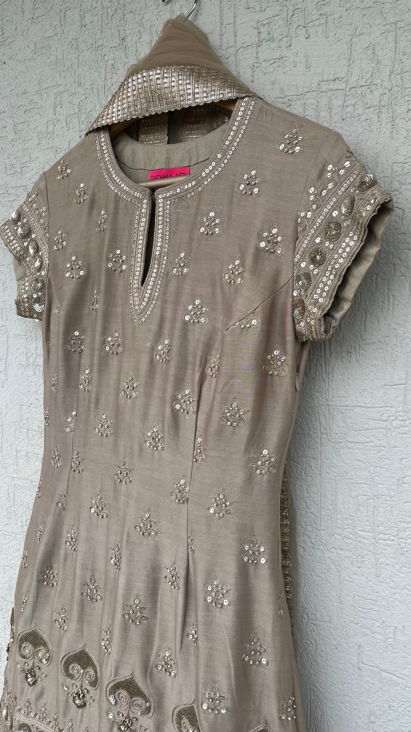 GREY KURTA GHARARA AND DUPATTA SET