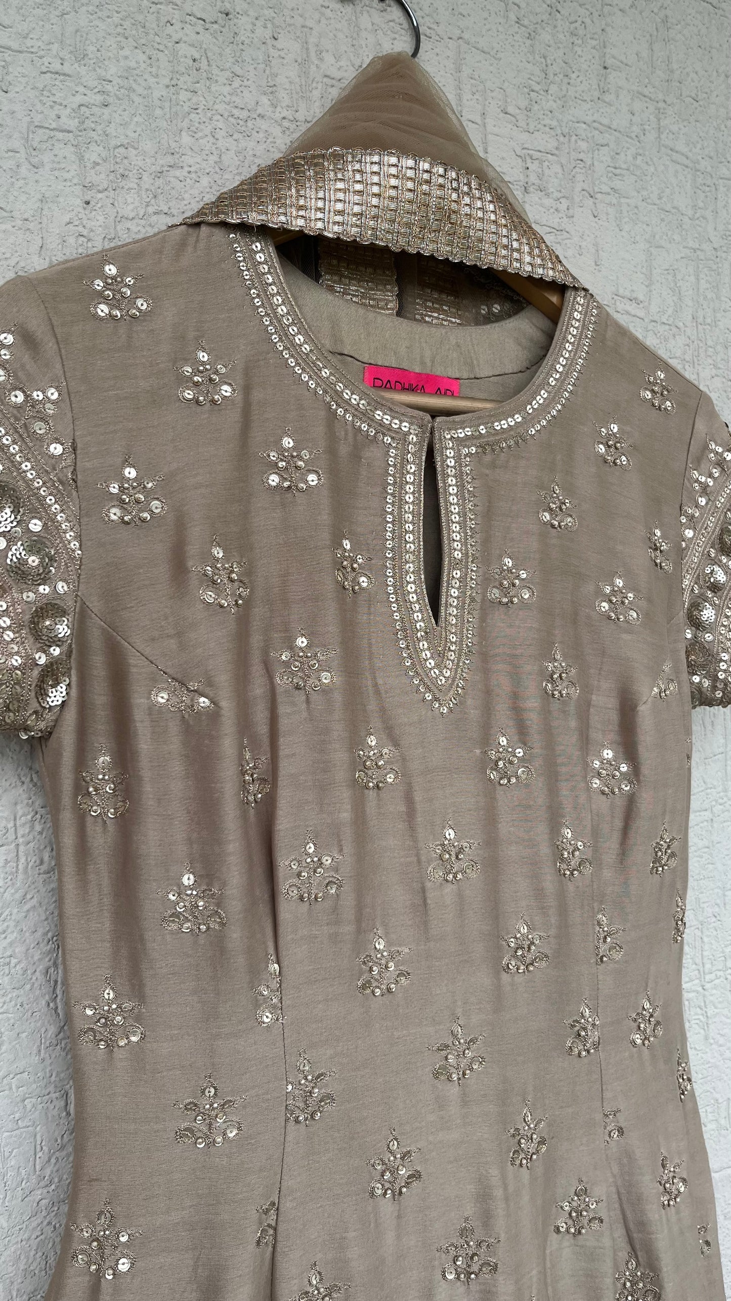 GREY KURTA GHARARA AND DUPATTA SET