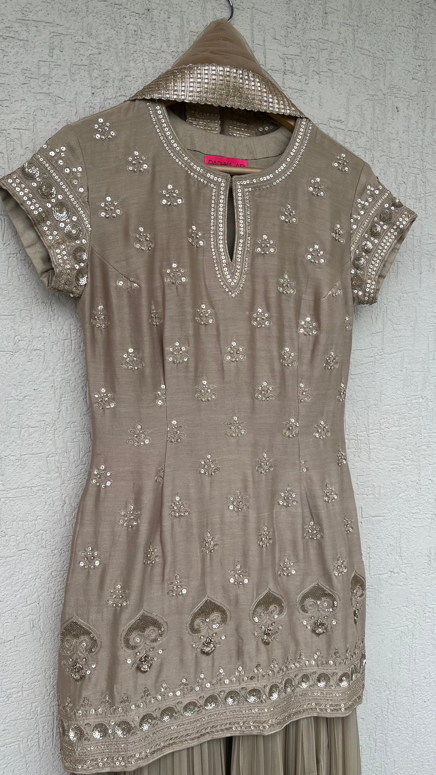 GREY KURTA GHARARA AND DUPATTA SET
