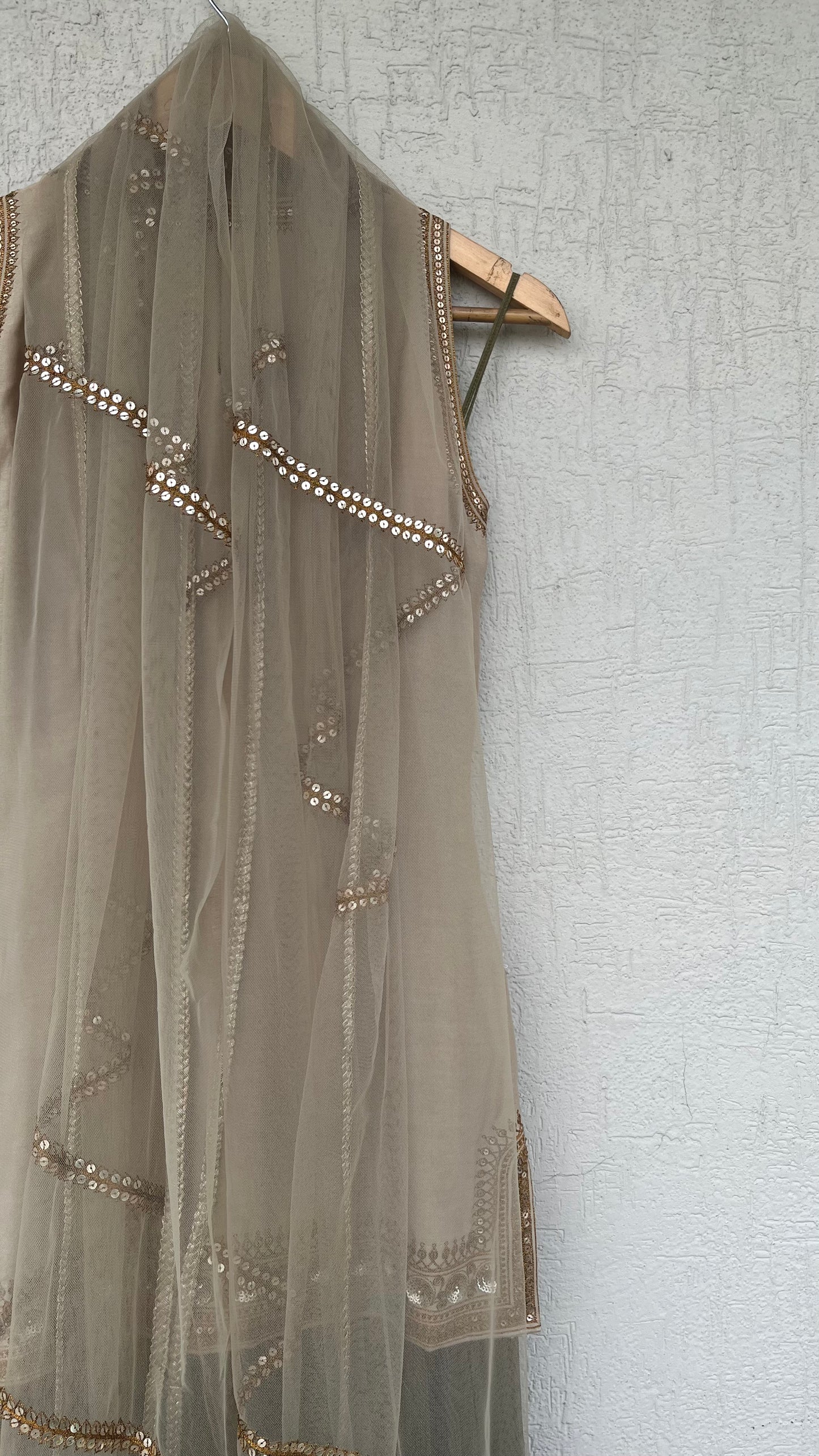 CHAMPAGNE KURTA GHARARA AND DUPATTA SET